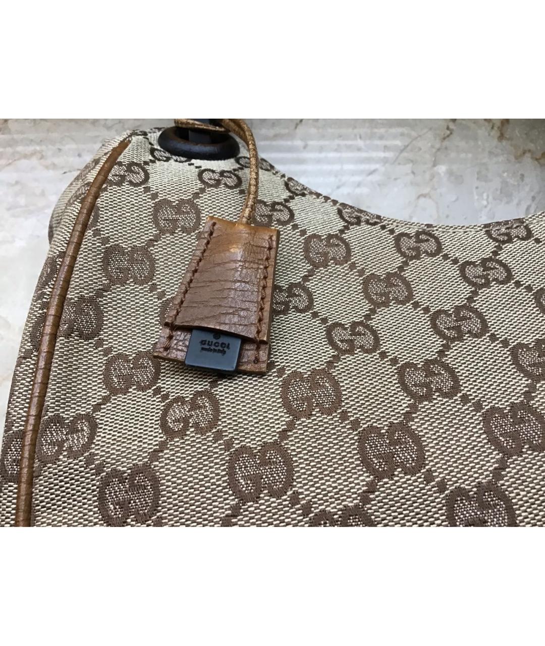 GUCCI Бежевая тканевая сумка с короткими ручками, фото 7