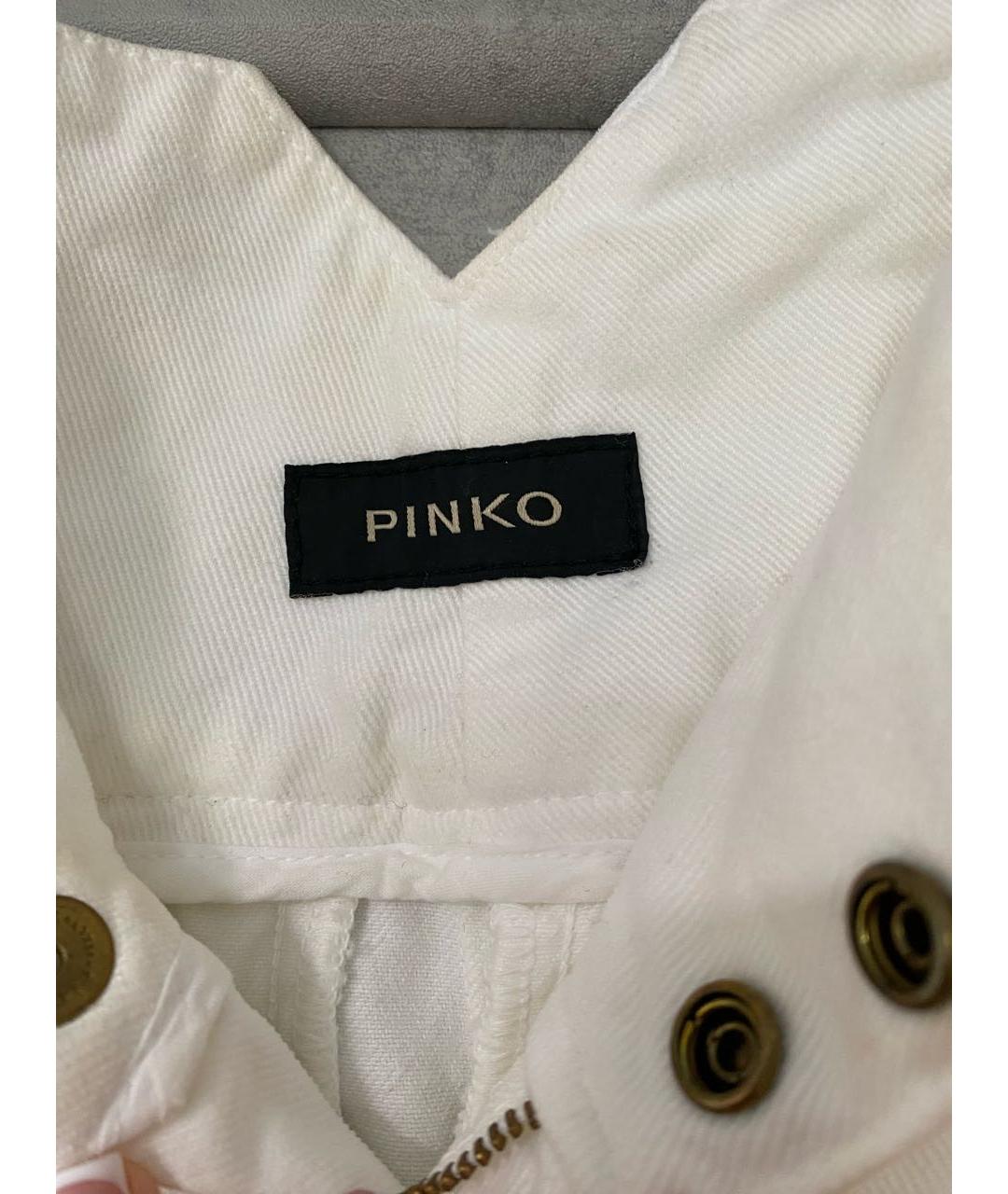 PINKO Белые хлопковые прямые джинсы, фото 3