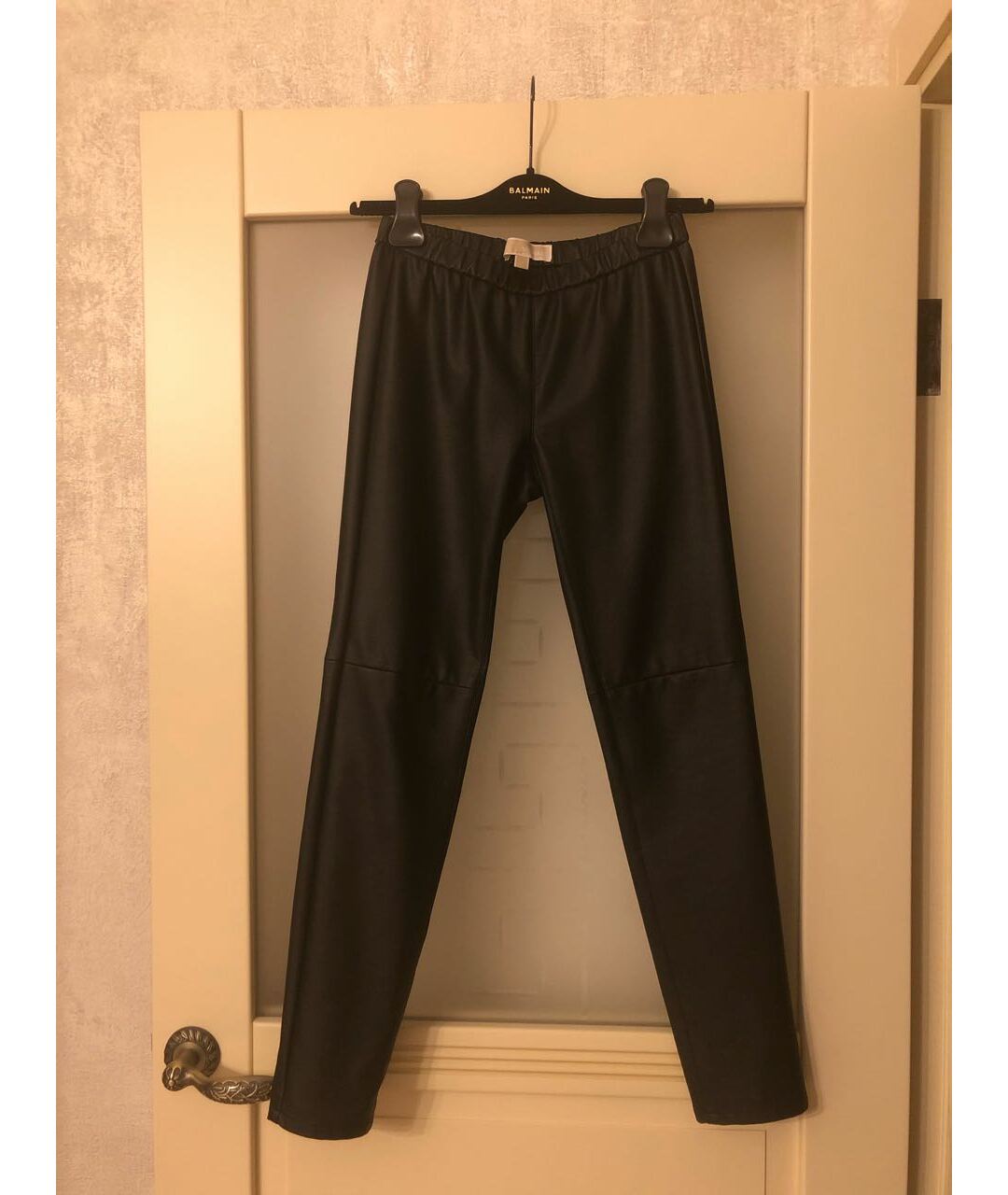 MICHAEL MICHAEL KORS Черные кожаные брюки узкие, фото 6