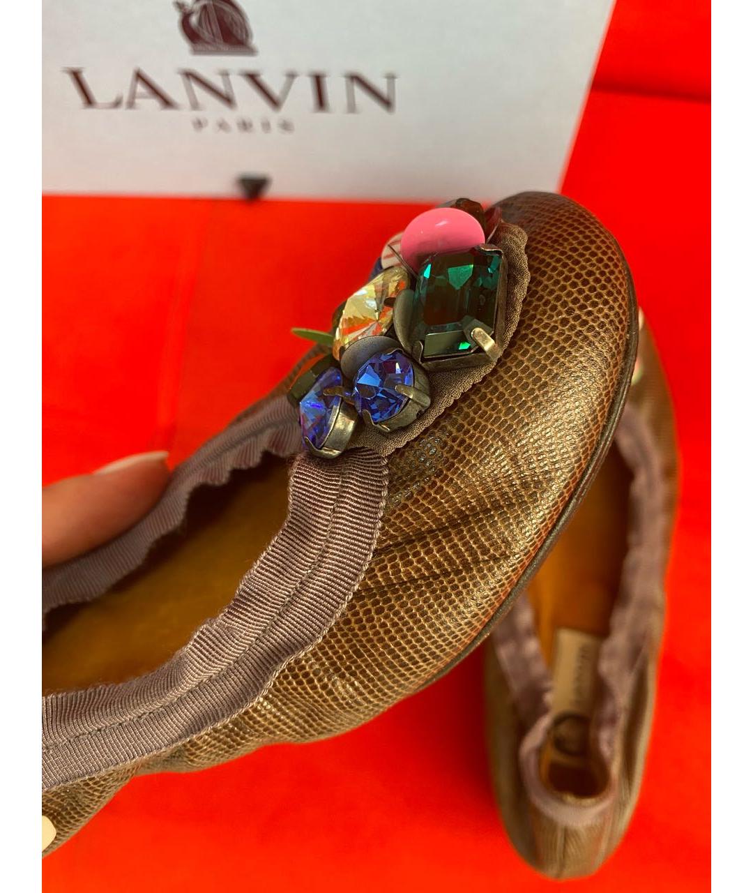 LANVIN Коричневые кожаные балетки, фото 4