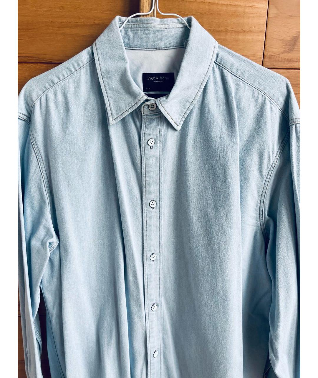 RAG&BONE Голубая хлопковая кэжуал рубашка, фото 4