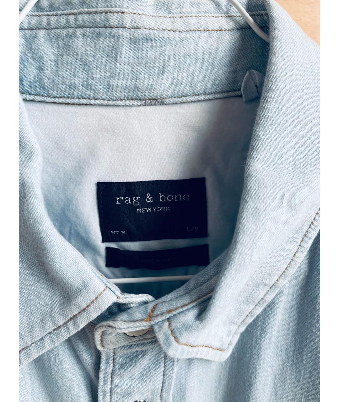 RAG&BONE Голубая хлопковая кэжуал рубашка, фото 3