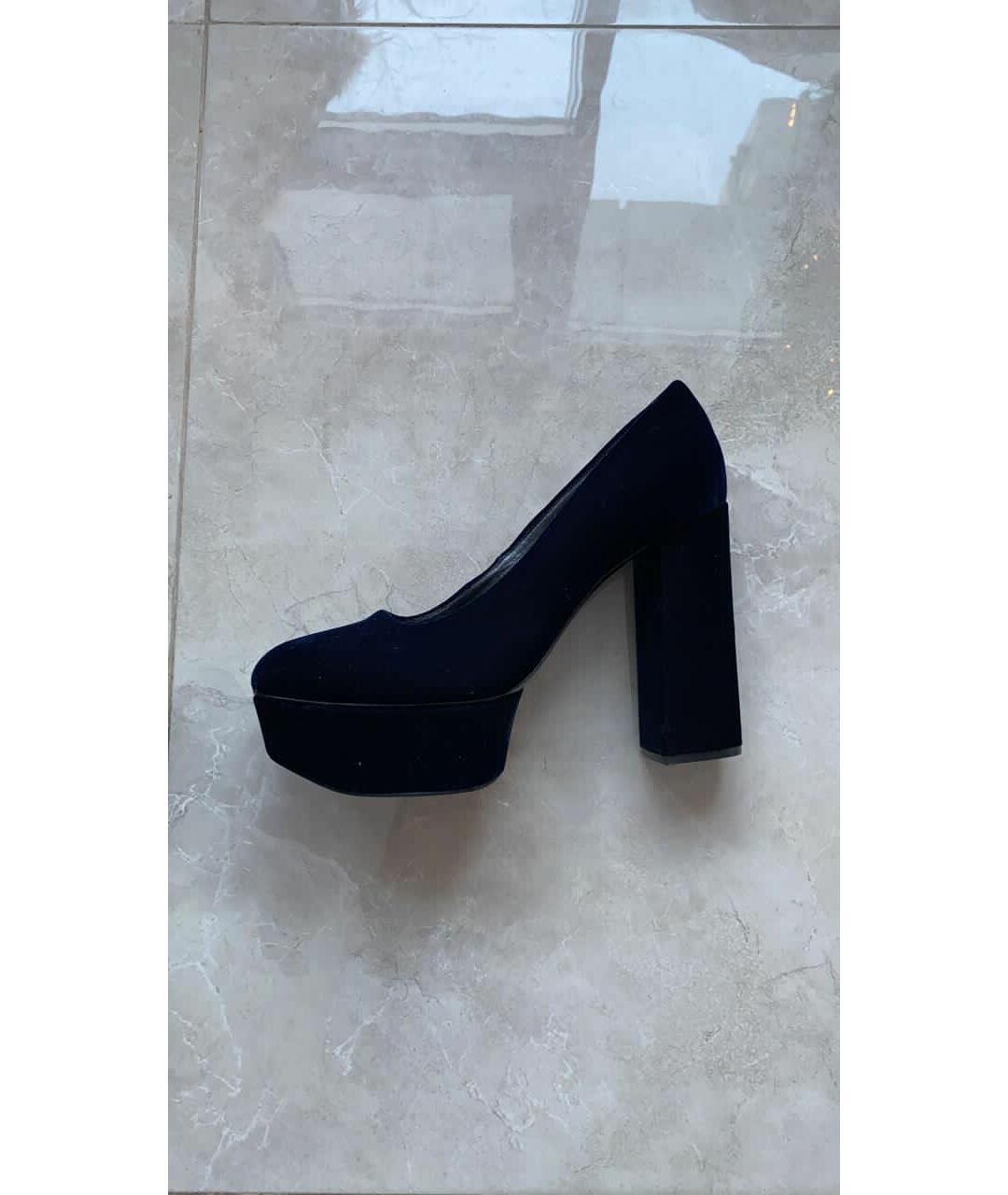 CASADEI Темно-синие бархатные туфли, фото 5