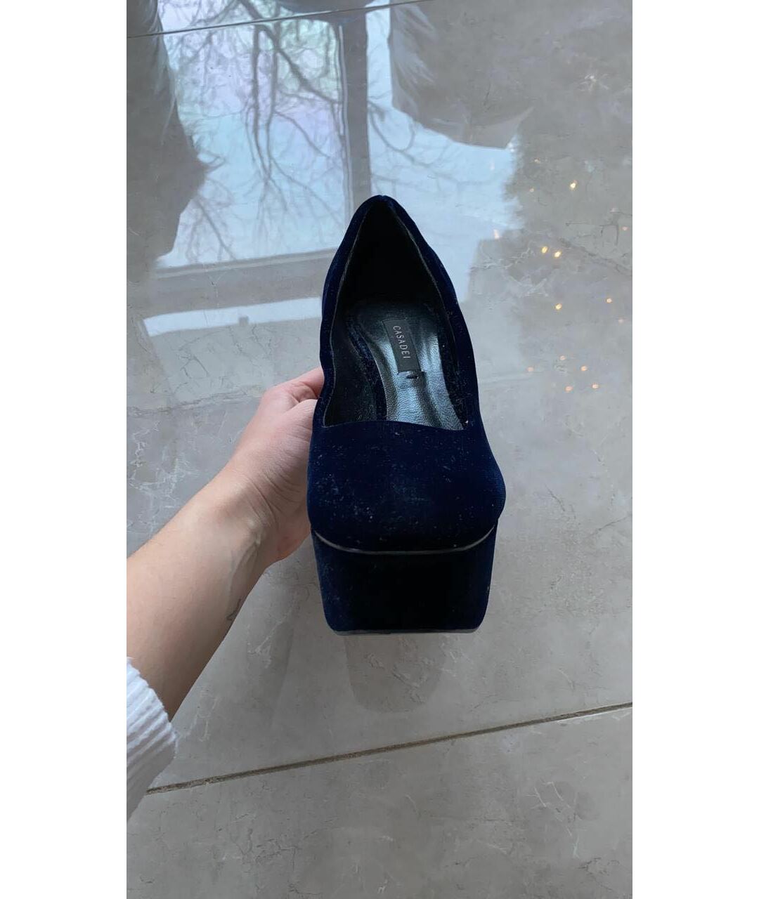 CASADEI Темно-синие бархатные туфли, фото 4