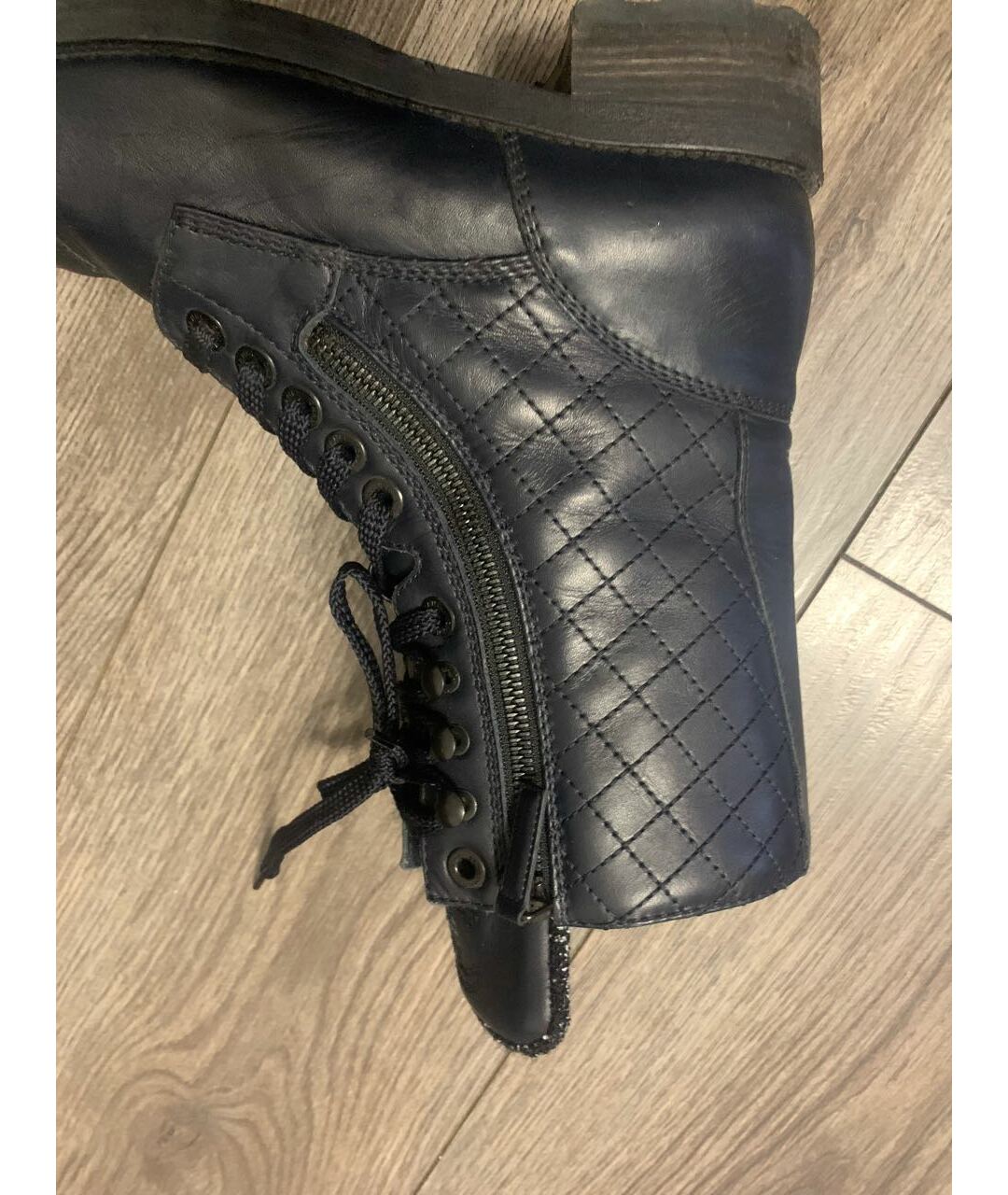 CHANEL PRE-OWNED Темно-синие кожаные ботинки, фото 6
