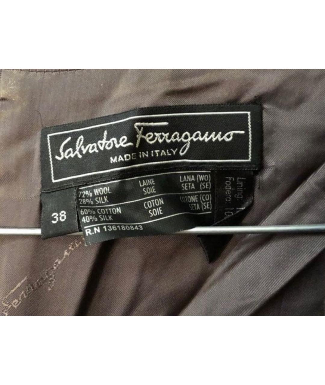 FERRAGAMO Коричневое шерстяное повседневное платье, фото 4