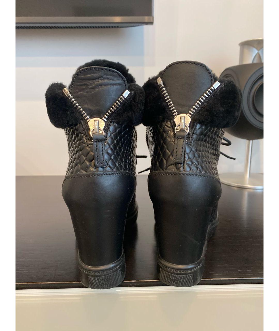GIUSEPPE ZANOTTI DESIGN Черные кожаные ботинки, фото 4