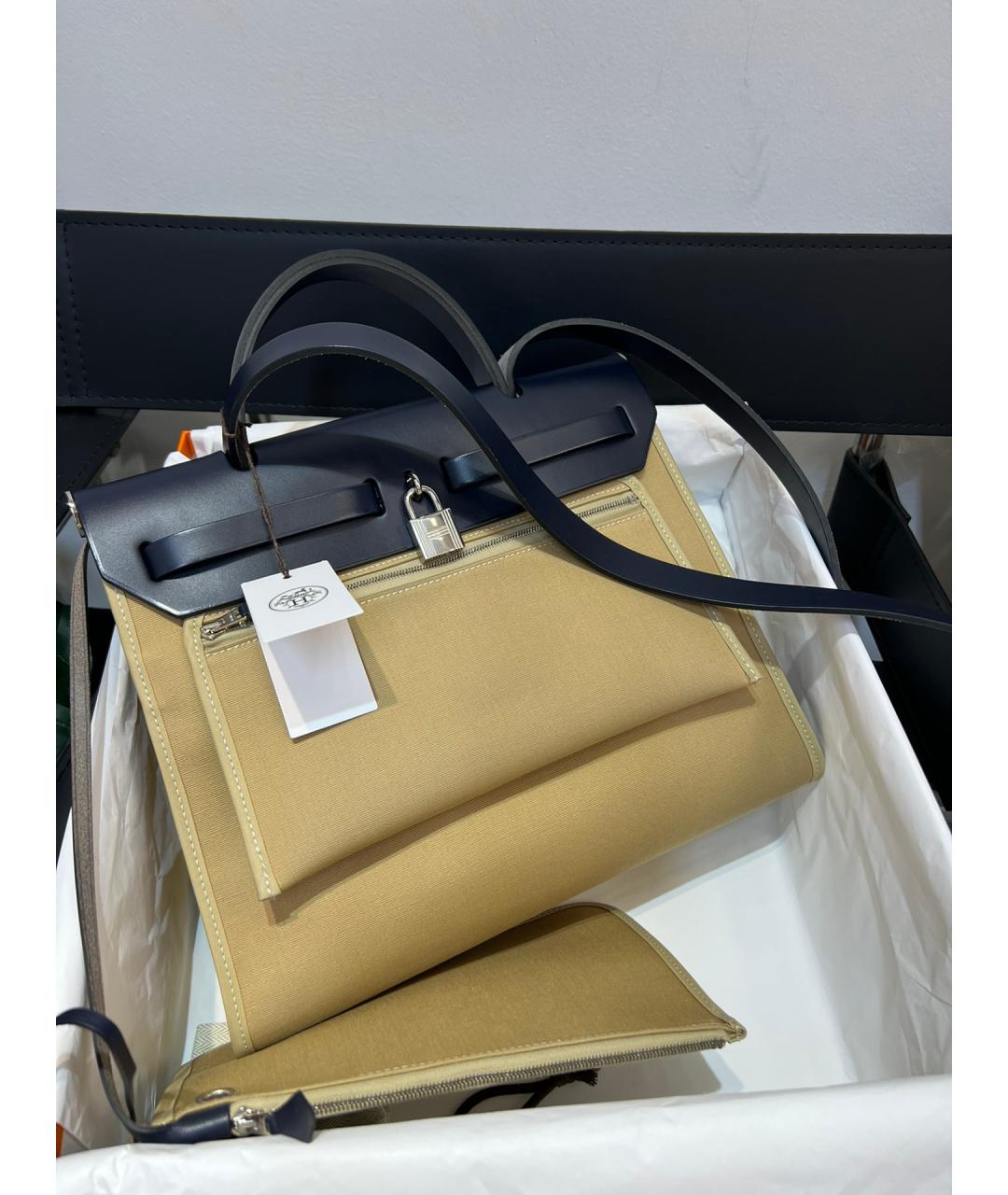 HERMES Бежевая деним сумка тоут, фото 3