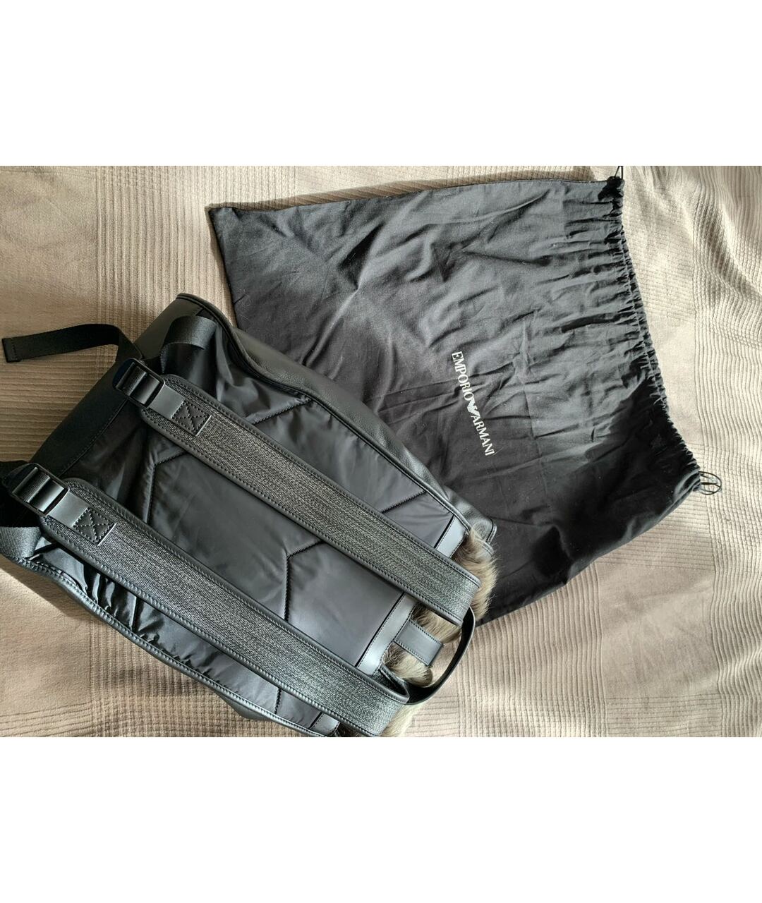 EMPORIO ARMANI Черный кожаный рюкзак, фото 6