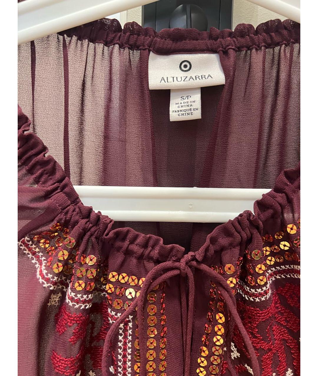 ALTUZARRA Бордовая шифоновая блузы, фото 3