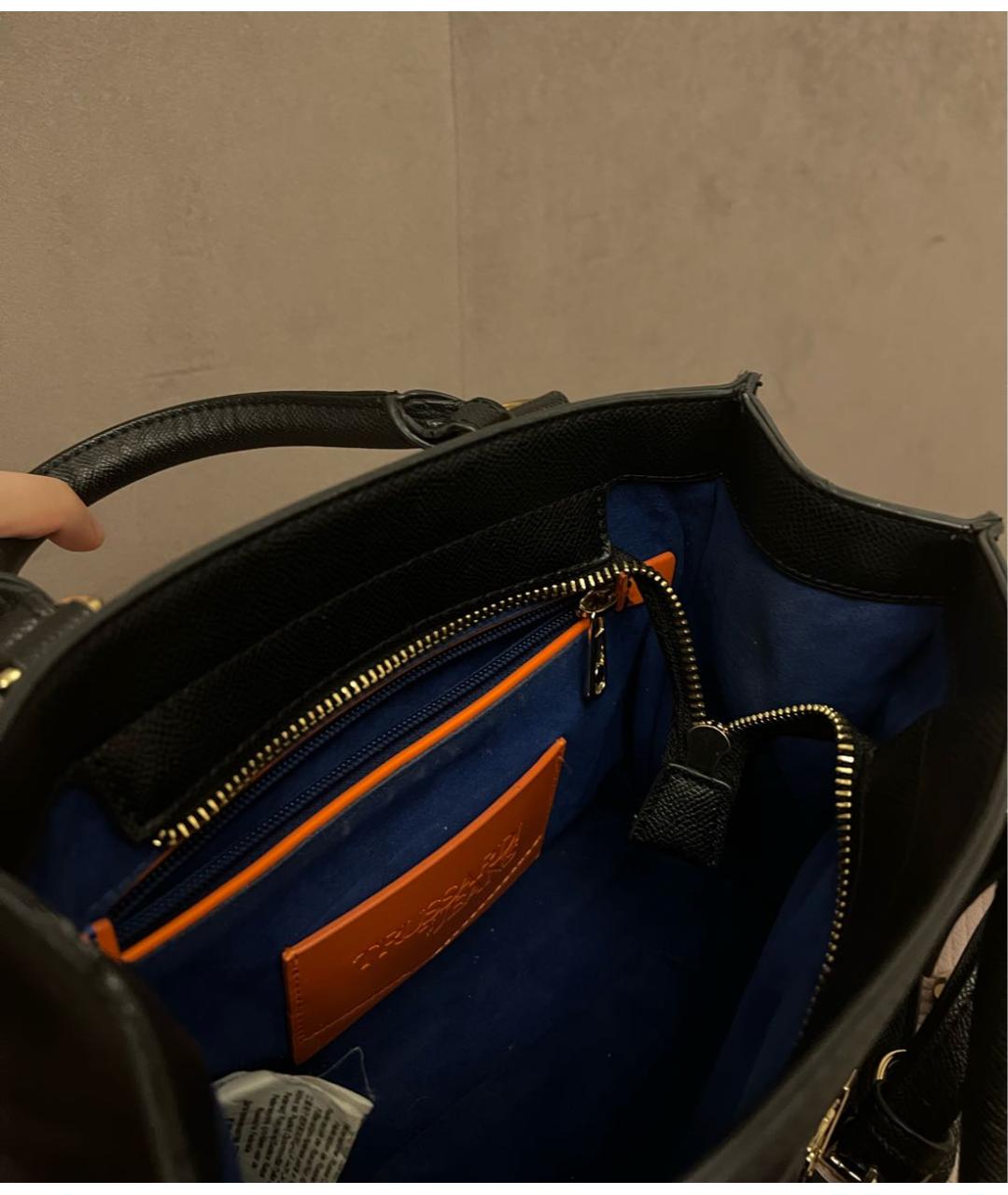 TRUSSARDI JEANS Черная сумка с короткими ручками из искусственной кожи, фото 4
