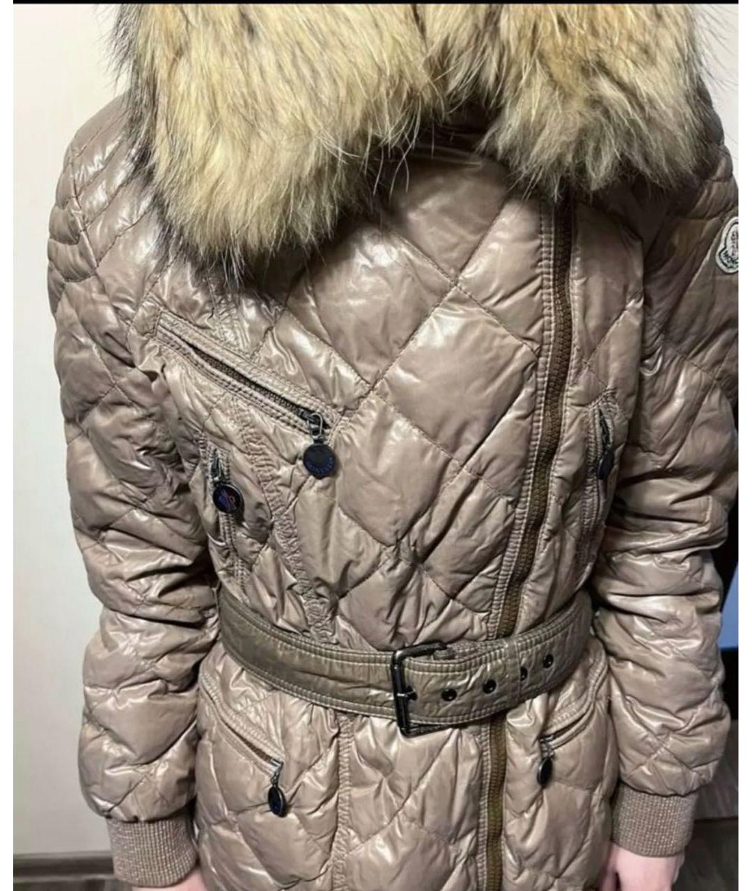MONCLER Горчичный полиамидовый пуховик, фото 3