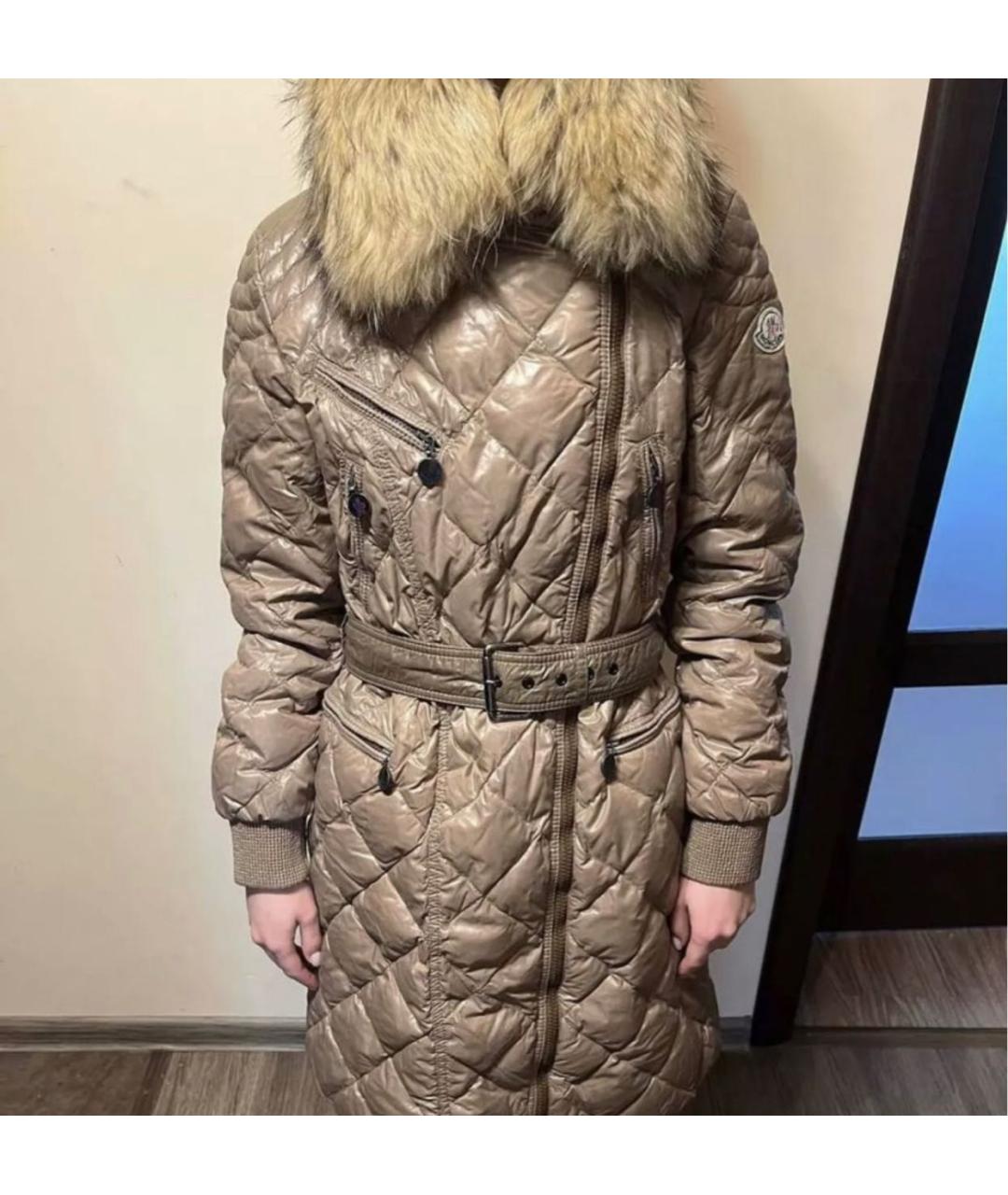MONCLER Горчичный полиамидовый пуховик, фото 5