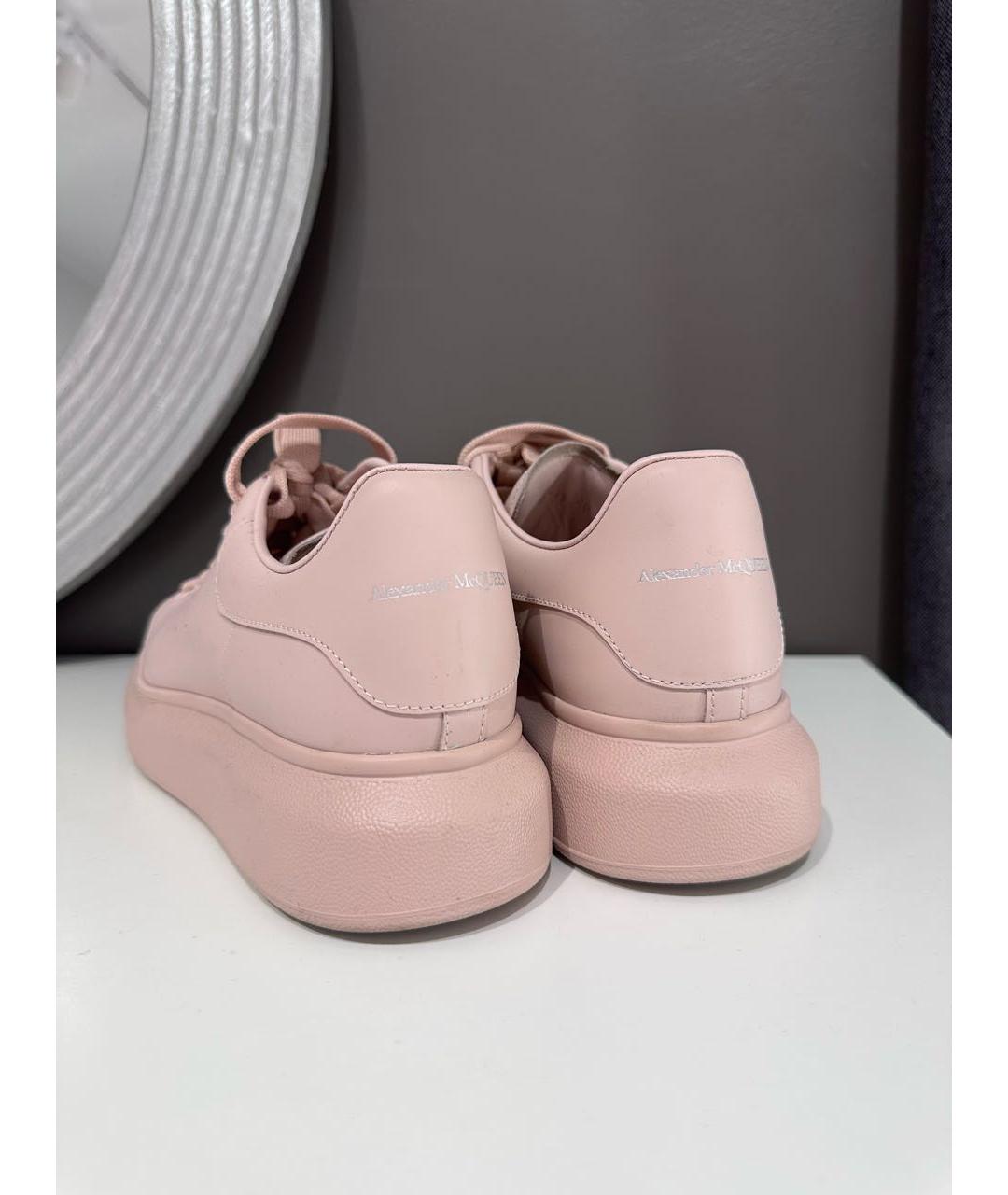 ALEXANDER MCQUEEN Коралловые кожаные кеды, фото 4