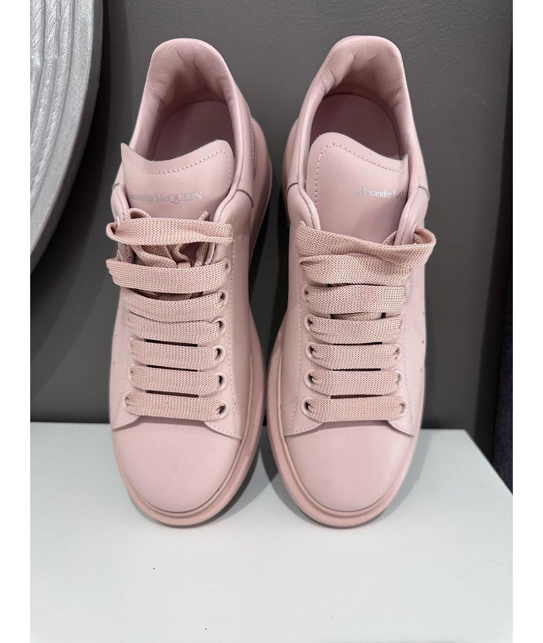 ALEXANDER MCQUEEN Коралловые кожаные кеды, фото 2