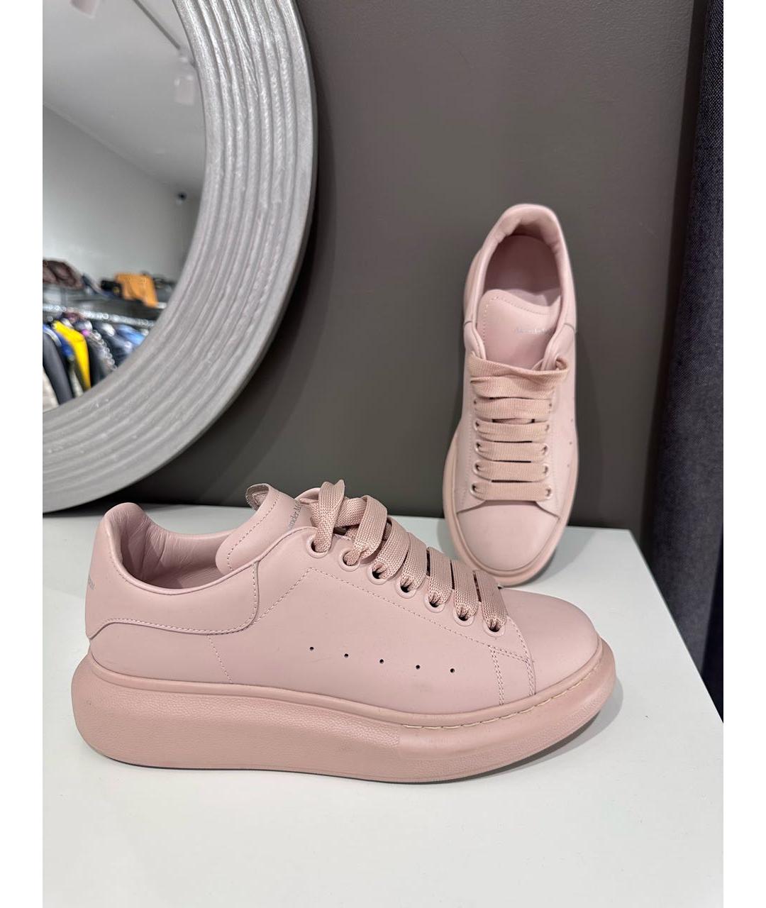 ALEXANDER MCQUEEN Коралловые кожаные кеды, фото 3