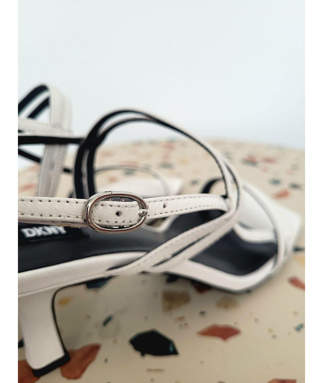 DKNY Белые кожаные босоножки, фото 7