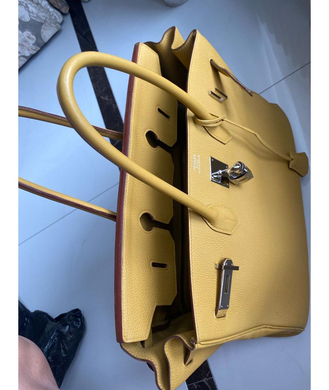 HERMES PRE-OWNED Желтая кожаная сумка тоут, фото 4