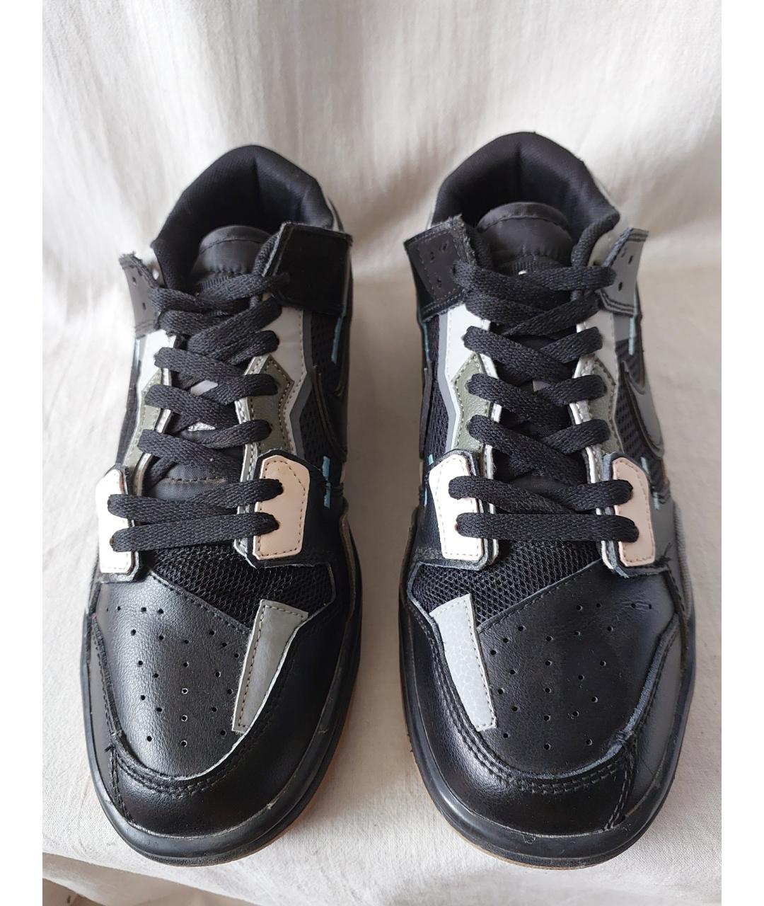 NIKE Черные низкие кроссовки / кеды из искусственной кожи, фото 2