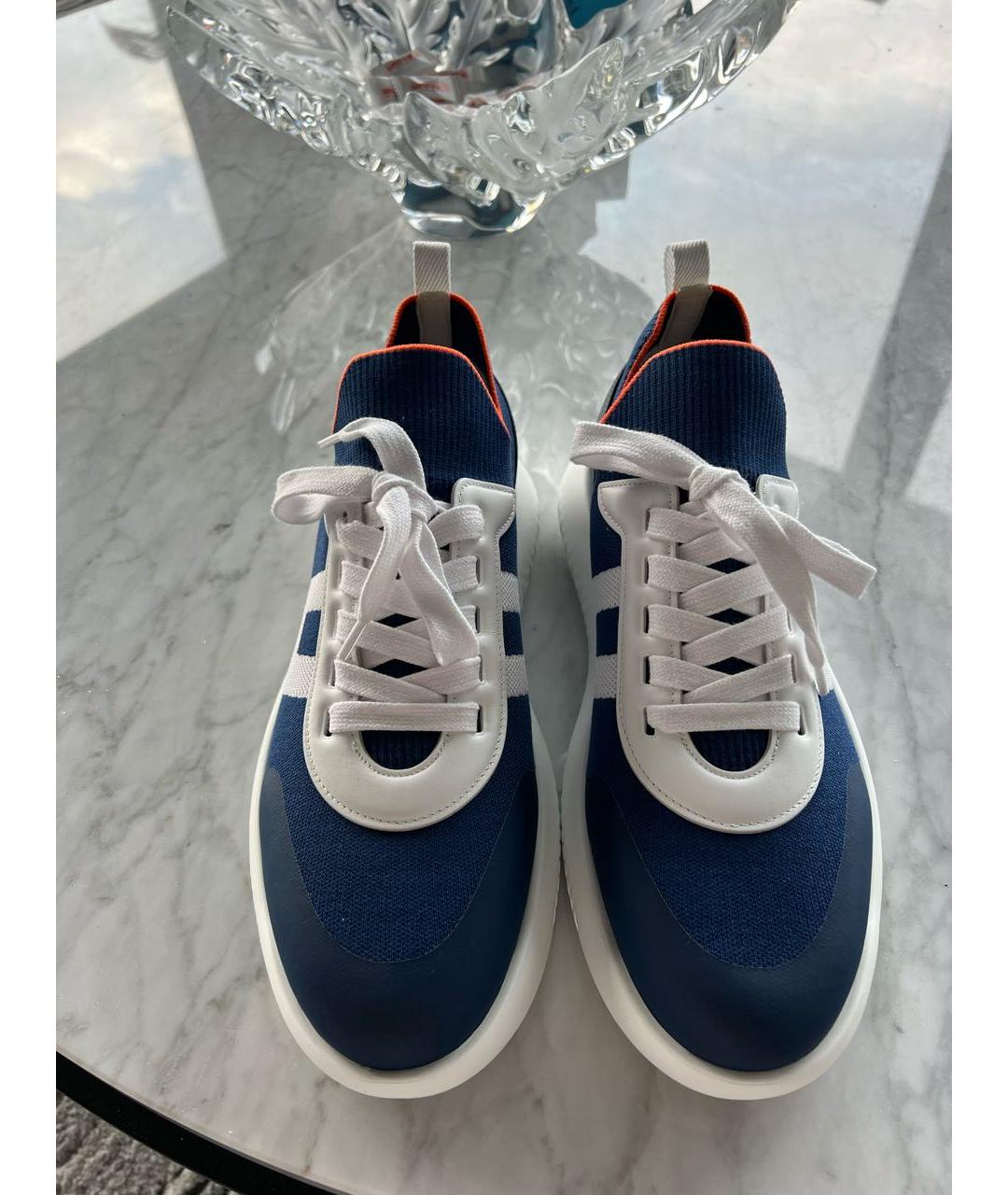 HERMES PRE-OWNED Синие текстильные высокие кроссовки / кеды, фото 2