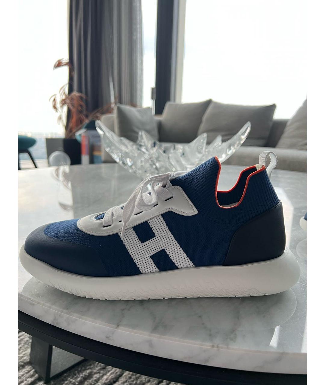 HERMES PRE-OWNED Синие текстильные высокие кроссовки / кеды, фото 5