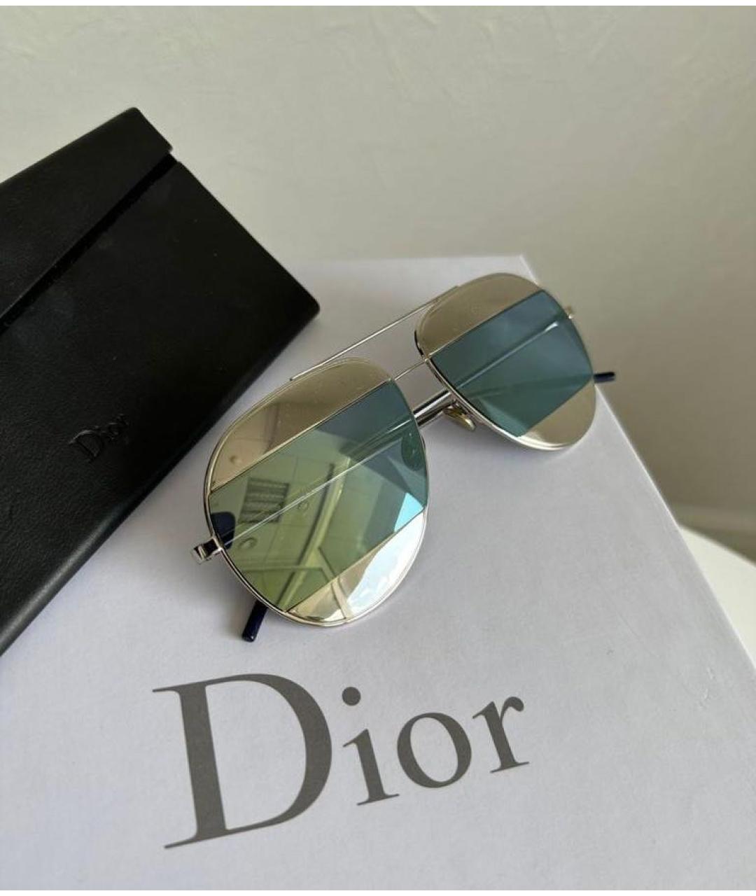 CHRISTIAN DIOR Серебряные металлические солнцезащитные очки, фото 4