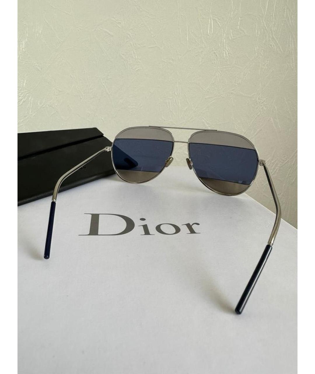 CHRISTIAN DIOR Серебряные металлические солнцезащитные очки, фото 8