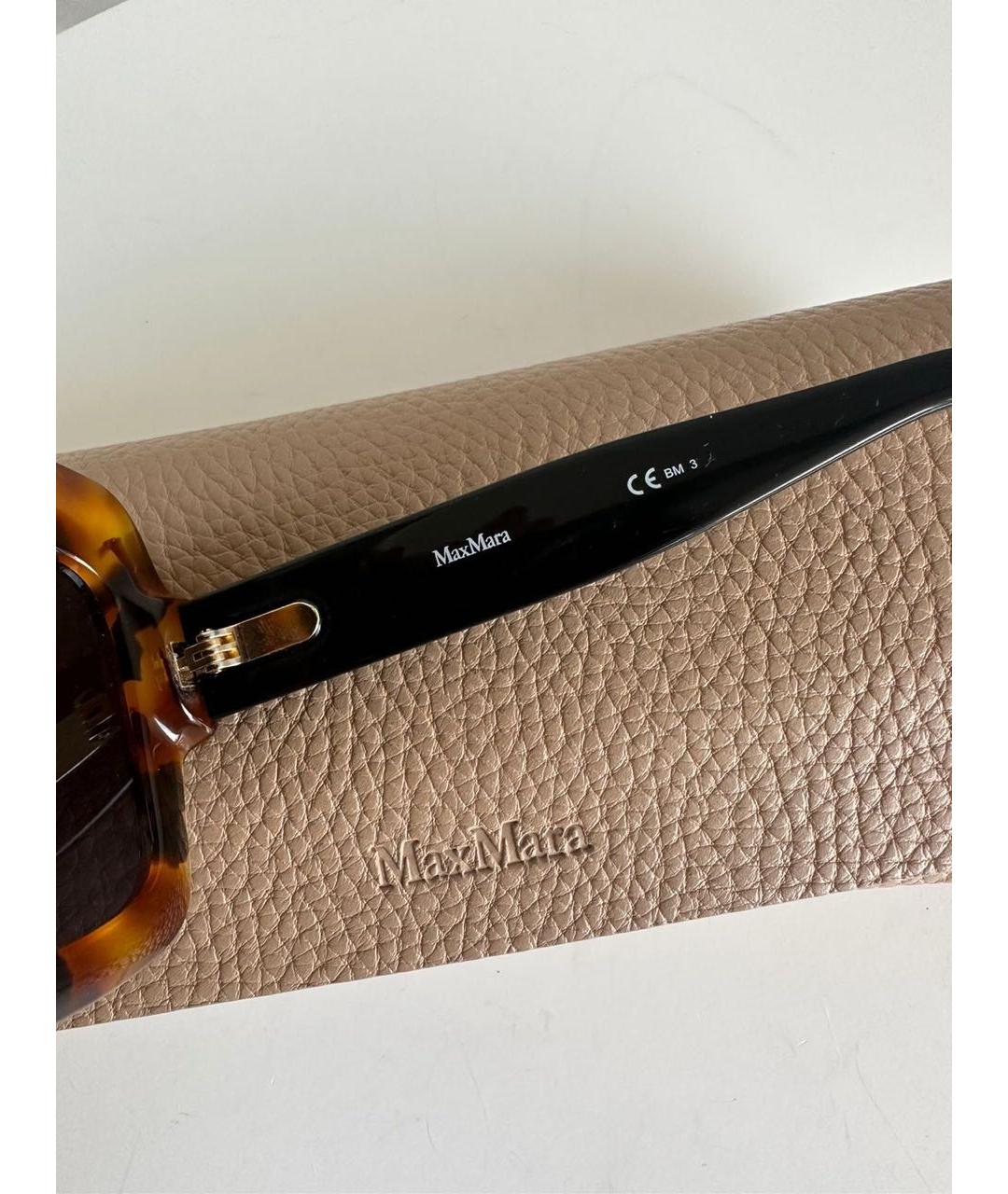 MAX MARA Коричневые пластиковые солнцезащитные очки, фото 3