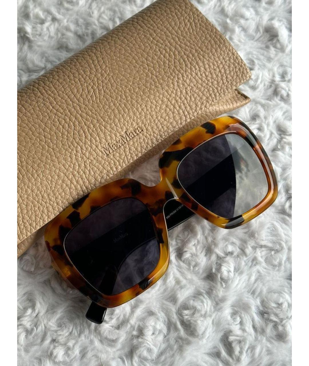 MAX MARA Коричневые пластиковые солнцезащитные очки, фото 9