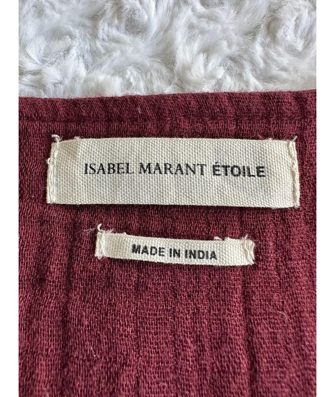 ISABEL MARANT ETOILE Бордовая хлопковая юбка мини, фото 6