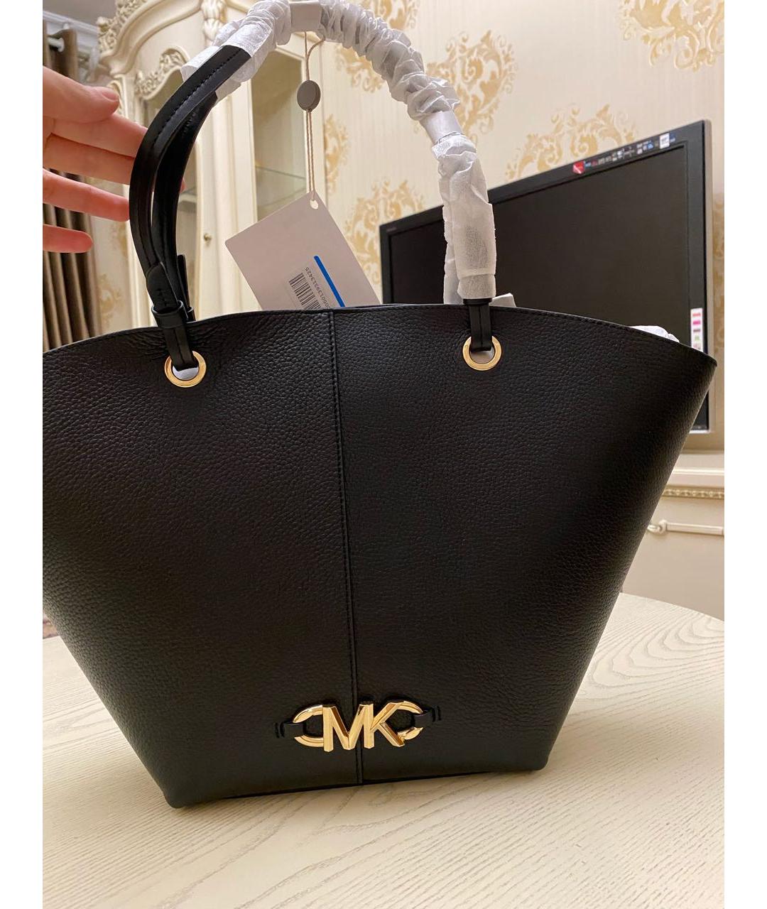 MICHAEL MICHAEL KORS Черная кожаная сумка тоут, фото 5