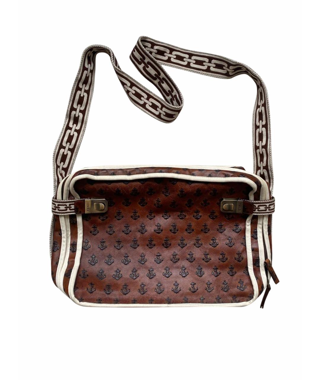 FENDI Коричневая кожаная дорожная/спортивная сумка, фото 10