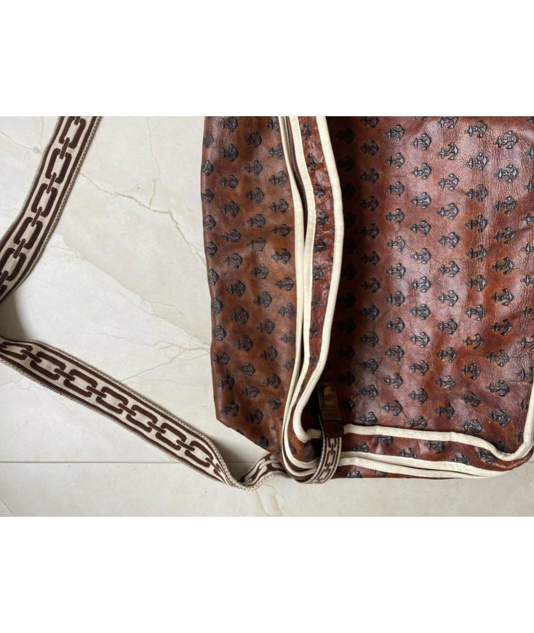 FENDI Коричневая кожаная дорожная/спортивная сумка, фото 6