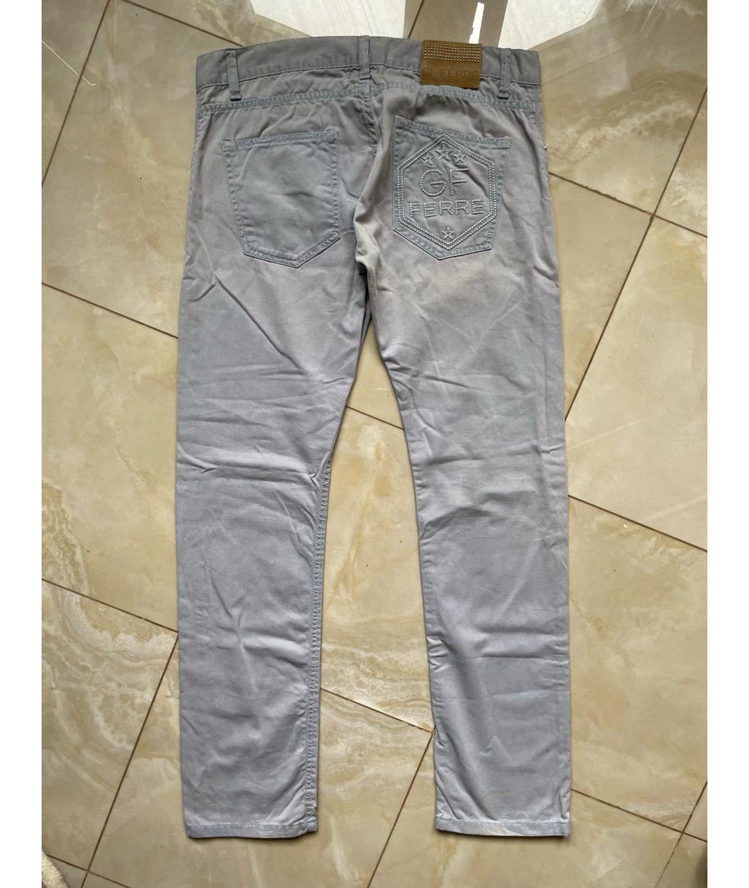 GIANFRANCO FERRE Голубые хлопковые прямые джинсы, фото 2