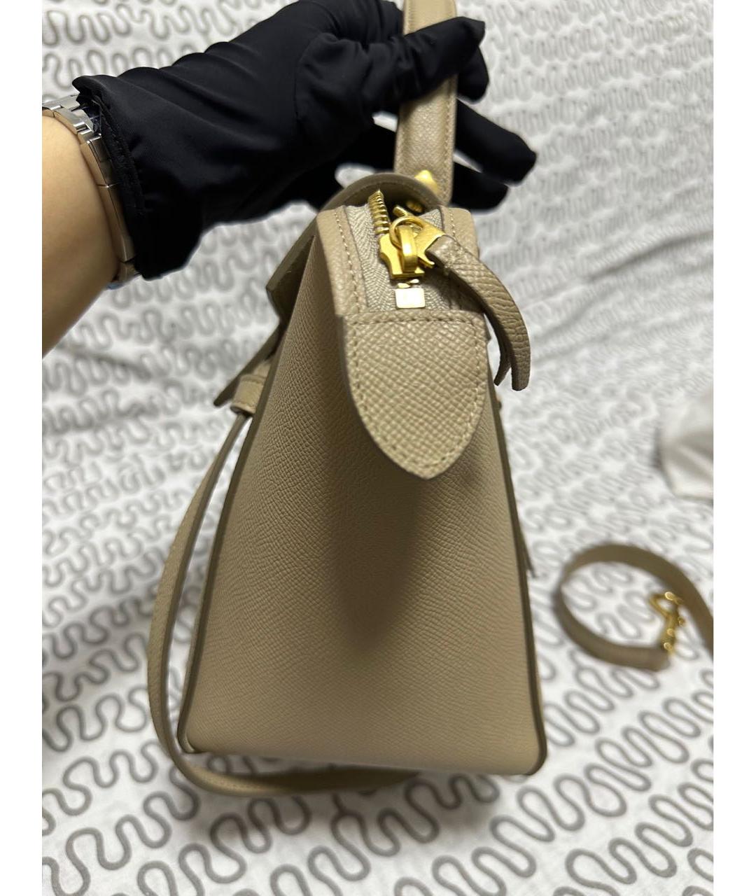 CELINE Бежевая кожаная сумка через плечо, фото 4