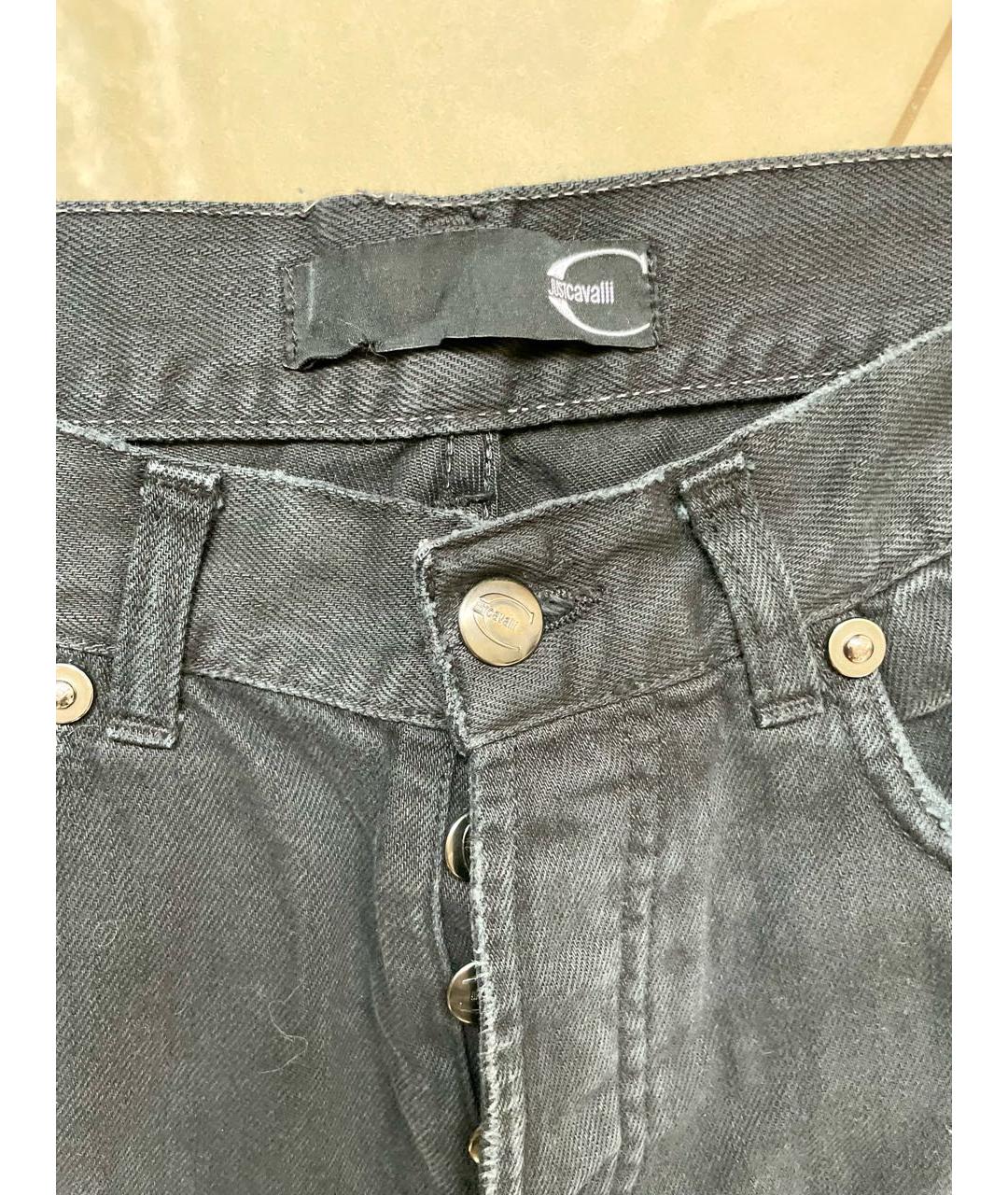 JUST CAVALLI Антрацитовые хлопковые прямые джинсы, фото 4