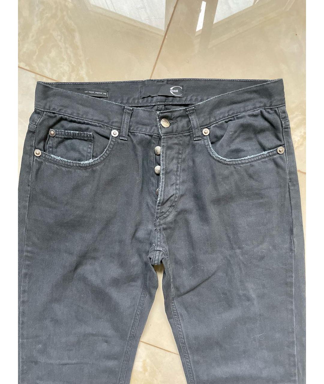 JUST CAVALLI Антрацитовые хлопковые прямые джинсы, фото 3