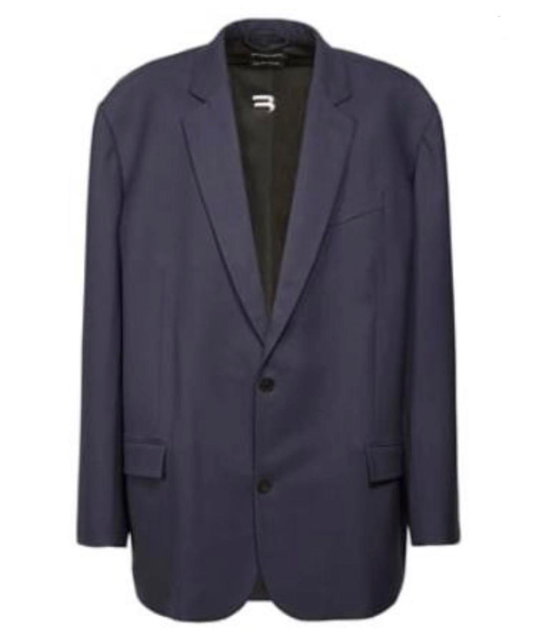 BALENCIAGA Темно-синий шерстяной пиджак, фото 1