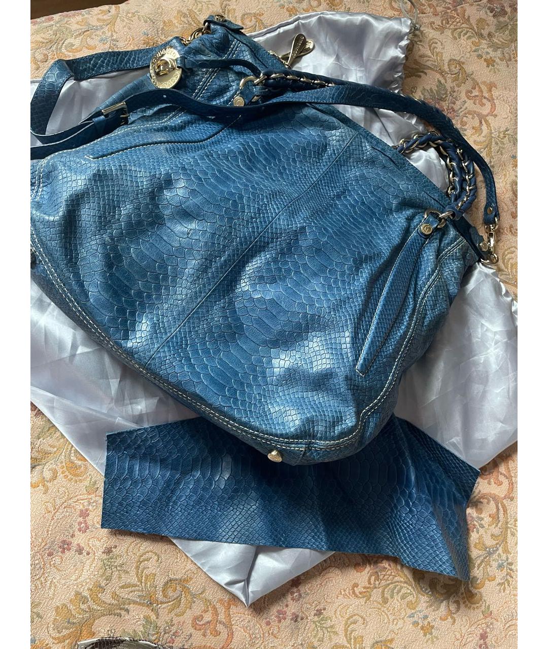 GIRONACCI 1969 Синяя кожаная сумка тоут, фото 5