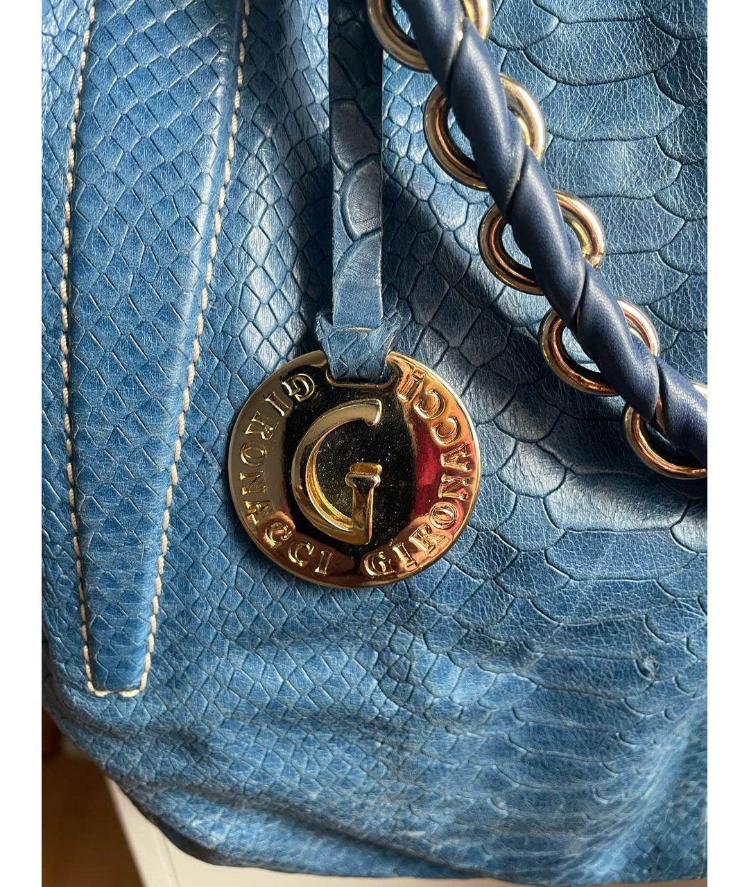 GIRONACCI 1969 Синяя кожаная сумка тоут, фото 3