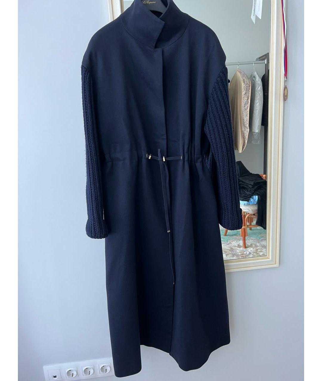 LES COPAINS Темно-синее шерстяное пальто, фото 9