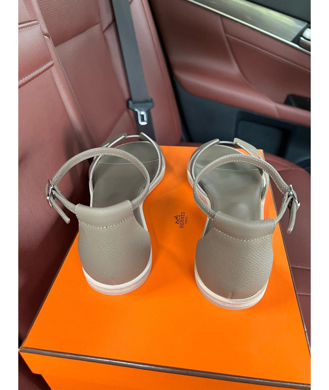 HERMES PRE-OWNED Хаки кожаные сандалии, фото 4