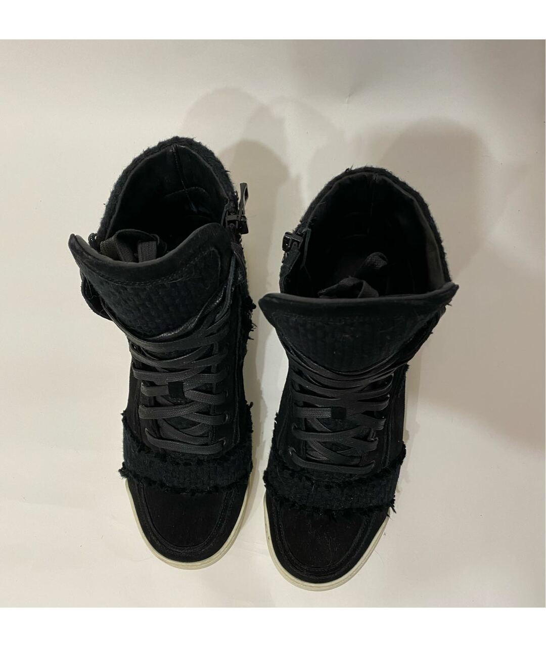 BALMAIN Черные бархатные высокие кроссовки / кеды, фото 3