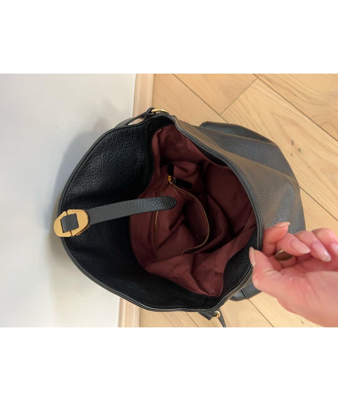 COCCINELLE Черная кожаная сумка тоут, фото 4