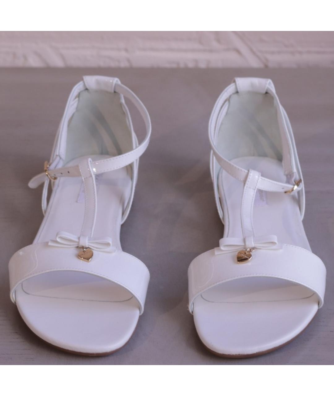 DOLCE&GABBANA Белые кожаные сандалии и шлепанцы, фото 2