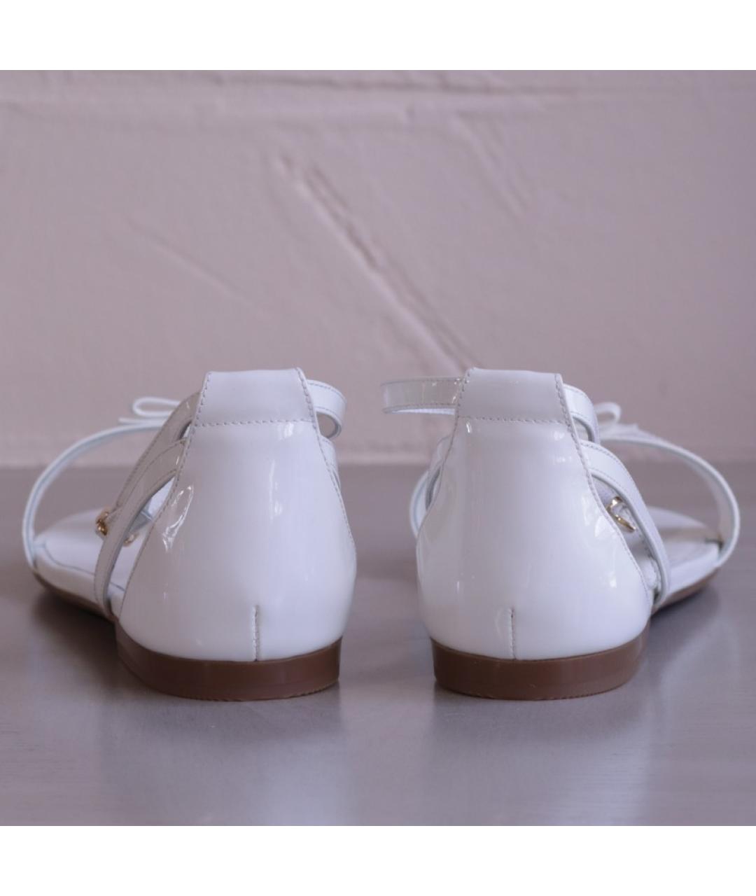 DOLCE&GABBANA Белые кожаные сандалии и шлепанцы, фото 7
