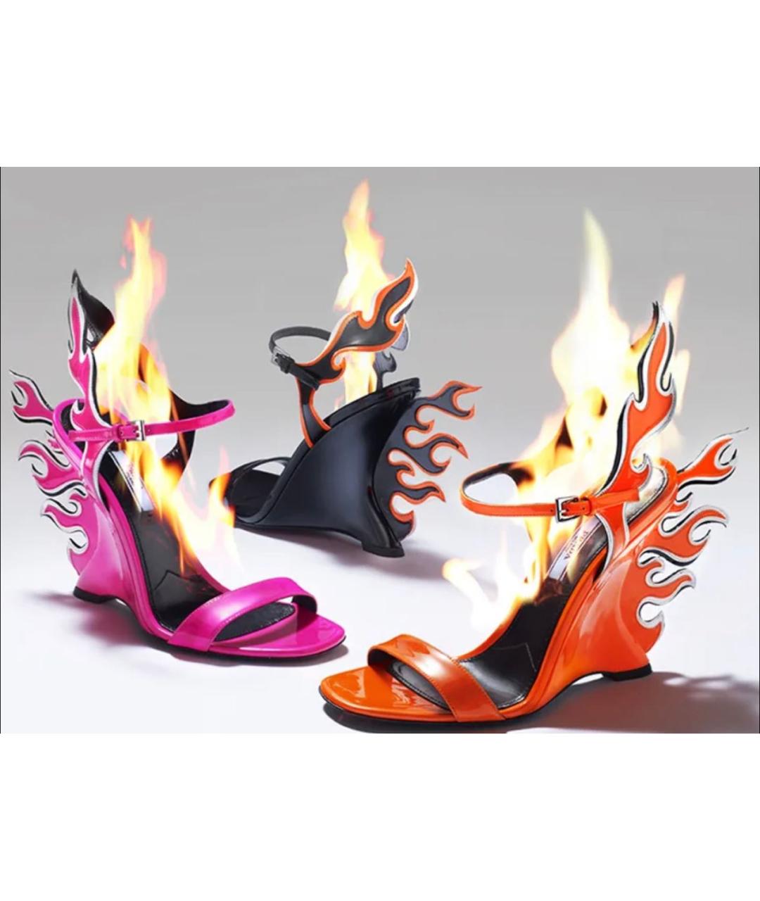 PRADA Оранжевое босоножки из лакированной кожи, фото 6