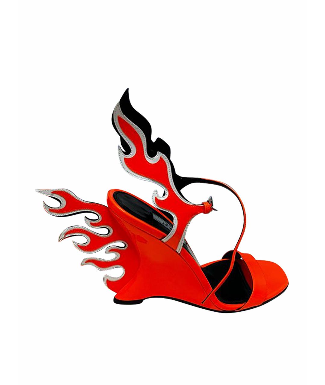 PRADA Оранжевое босоножки из лакированной кожи, фото 1