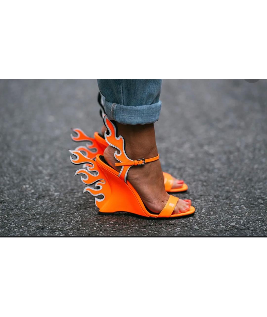 PRADA Оранжевое босоножки из лакированной кожи, фото 2