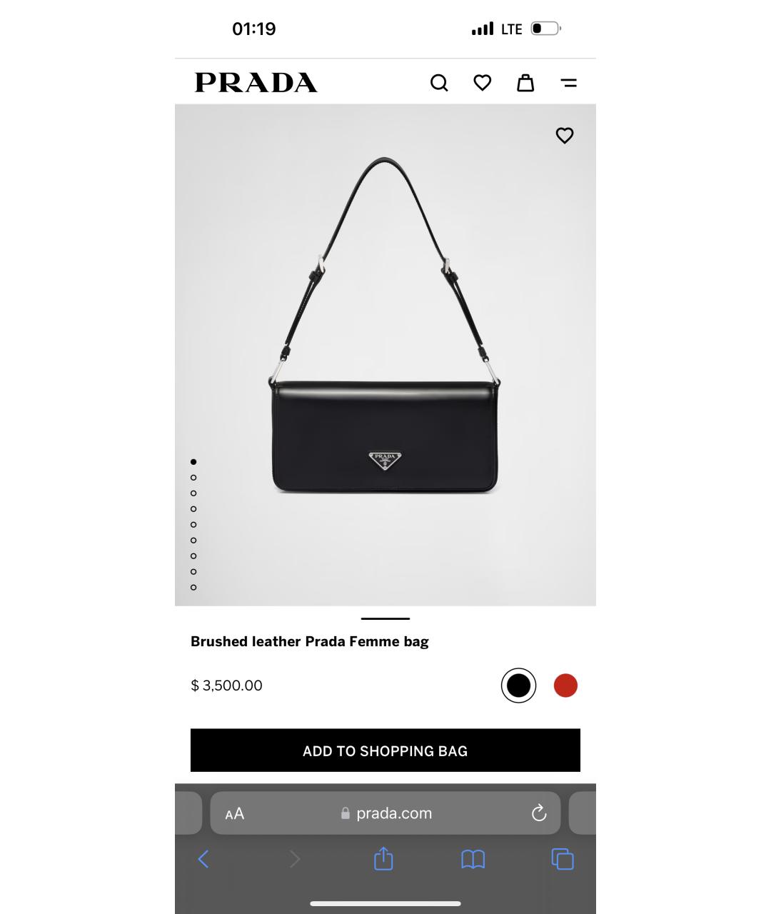 PRADA Черная кожаная сумка с короткими ручками, фото 4